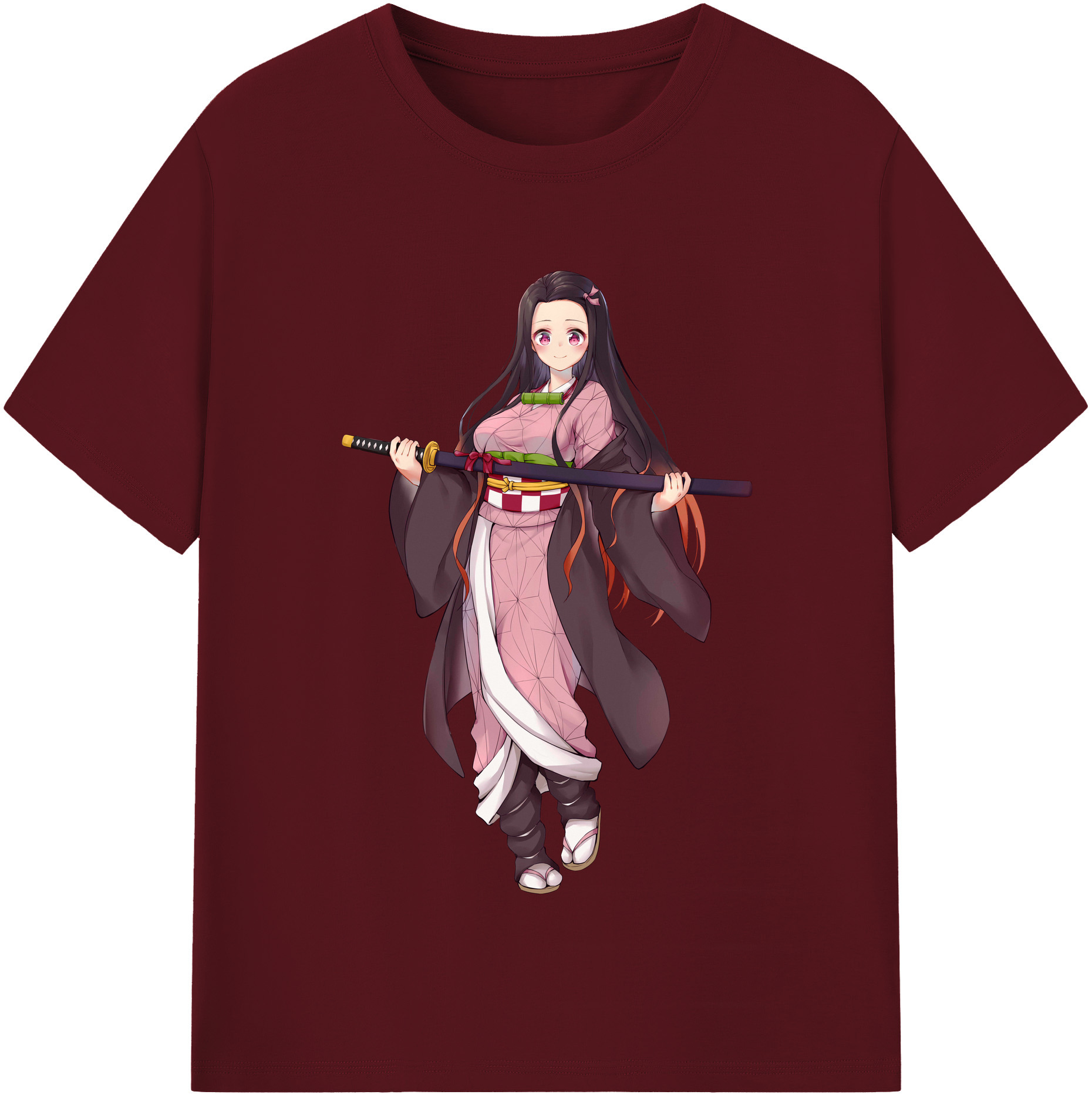 （画像用） 鬼滅の刃（きめつのやいば）竈門 禰󠄀豆子／かまど ねずこ Kamado Nezuko 綿100％半袖Tシャツ（フロントプリント）